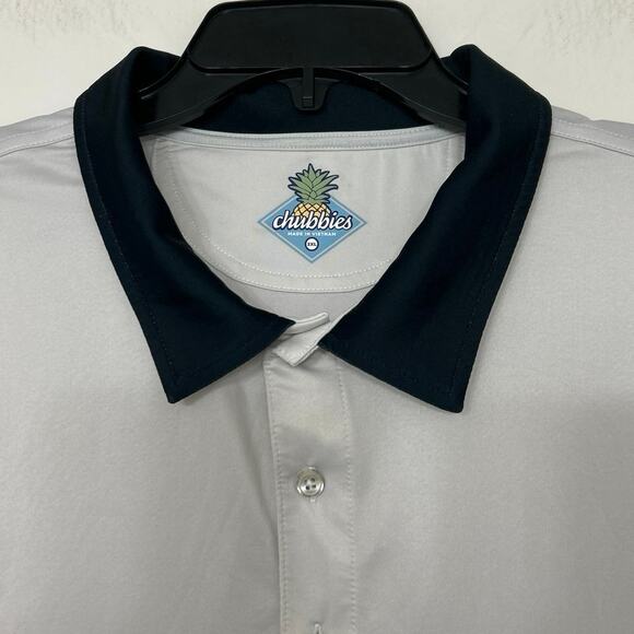 Chubbies Black Tennis Champ Performance Polo Paintbrush Print 2XL Golf Active - Picture 4 of 11